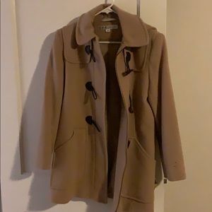 Camel Toggle Coat with Removable Hood